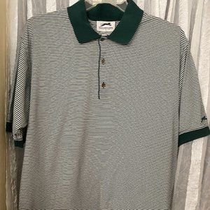 Slazenger Deep Forest Green Pinstripe Men's Polo Shirt, size XL